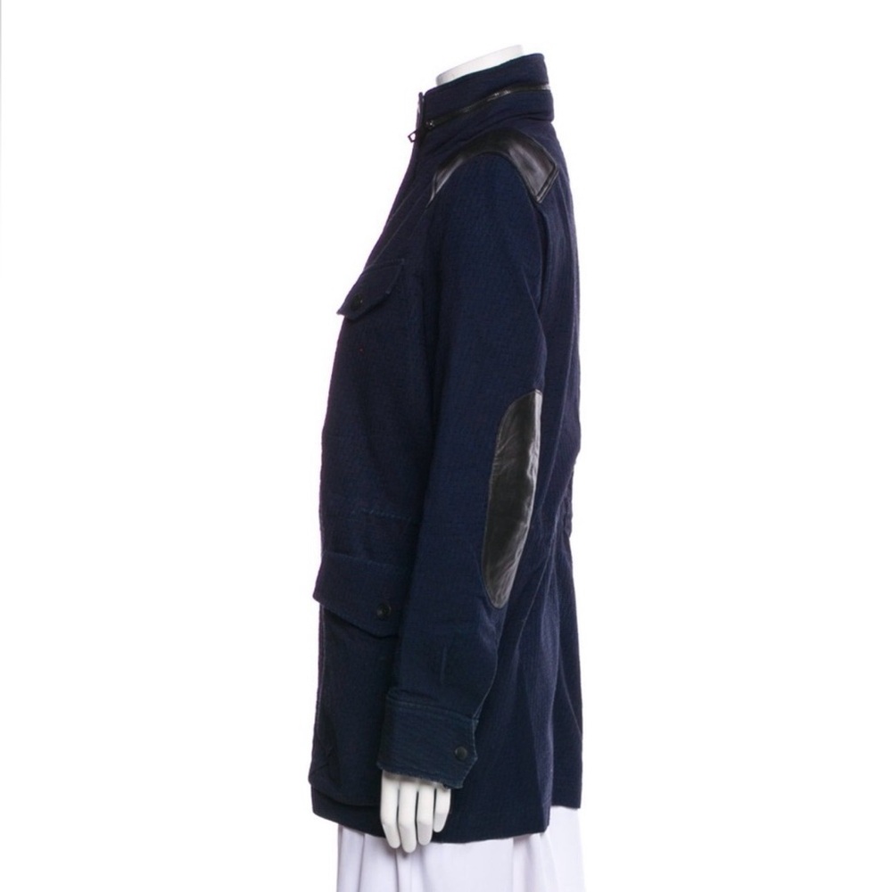 Rag & Bone Leather Trimmed Navy Utility Jacket - Picture 10 of 11